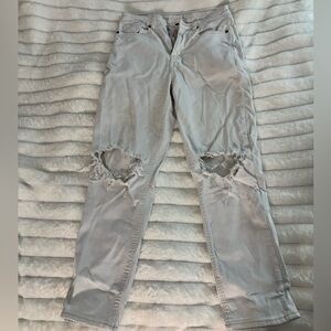 White ripped high-waisted jeans